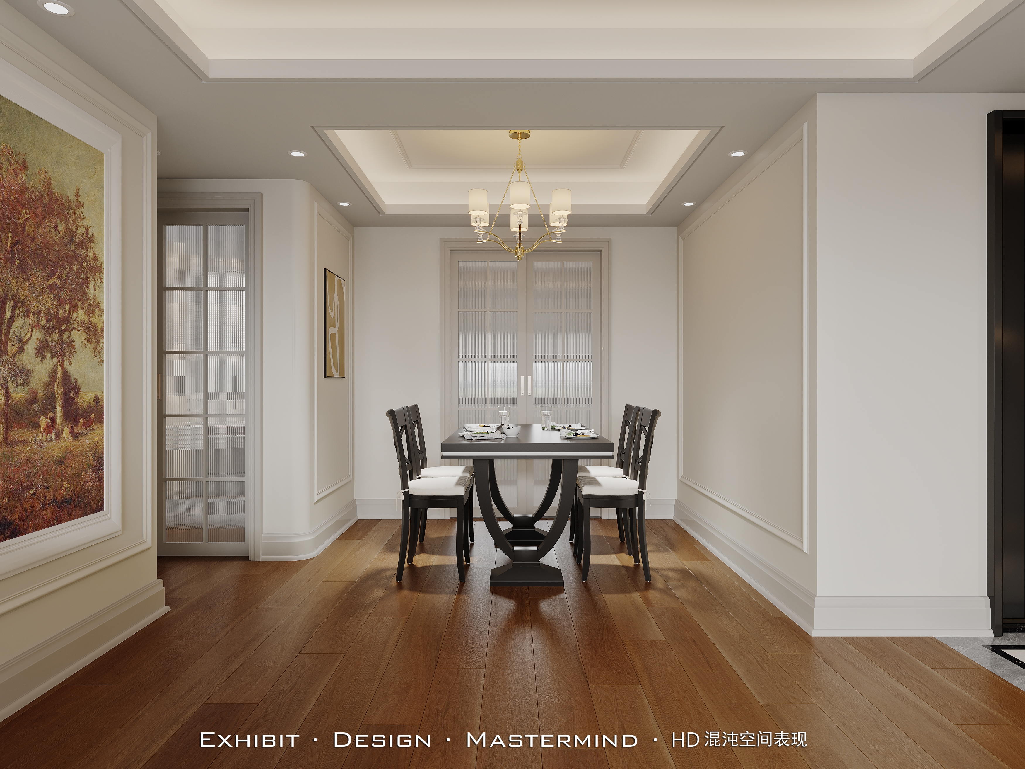 现代美式 客餐厅平层效果 X 混沌空间表现-5