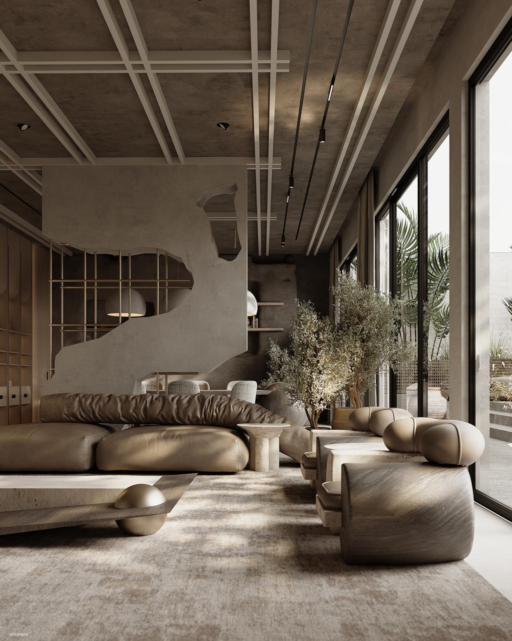 Modern Luxury Living & Dining Interior Design-2