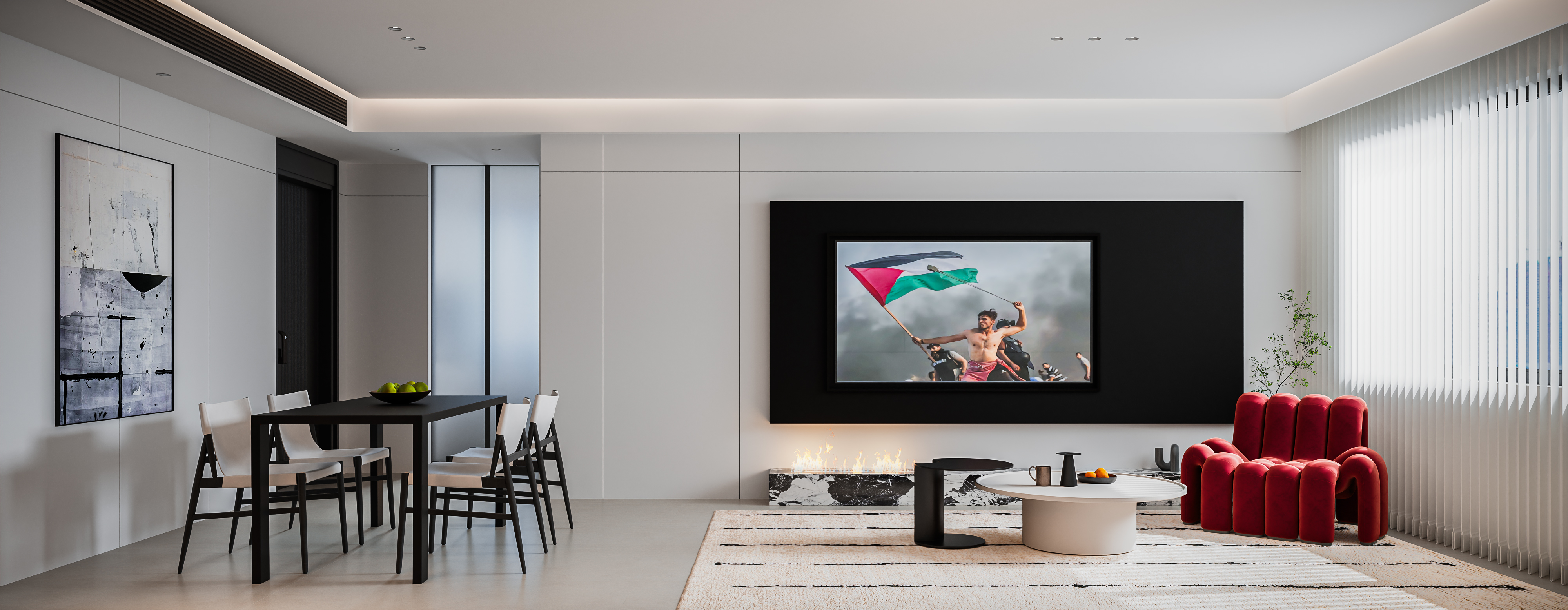 现代极简客餐厅渲染-4