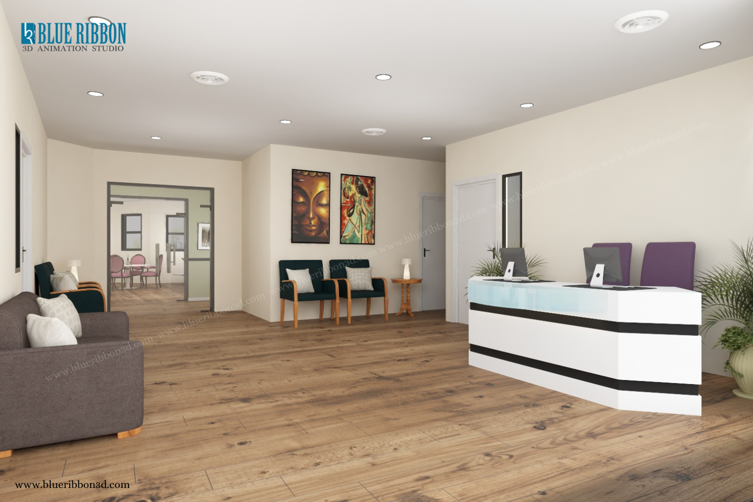 3D 室内渲染的餐厅丨Blueribbon 3D 动画工作室-3