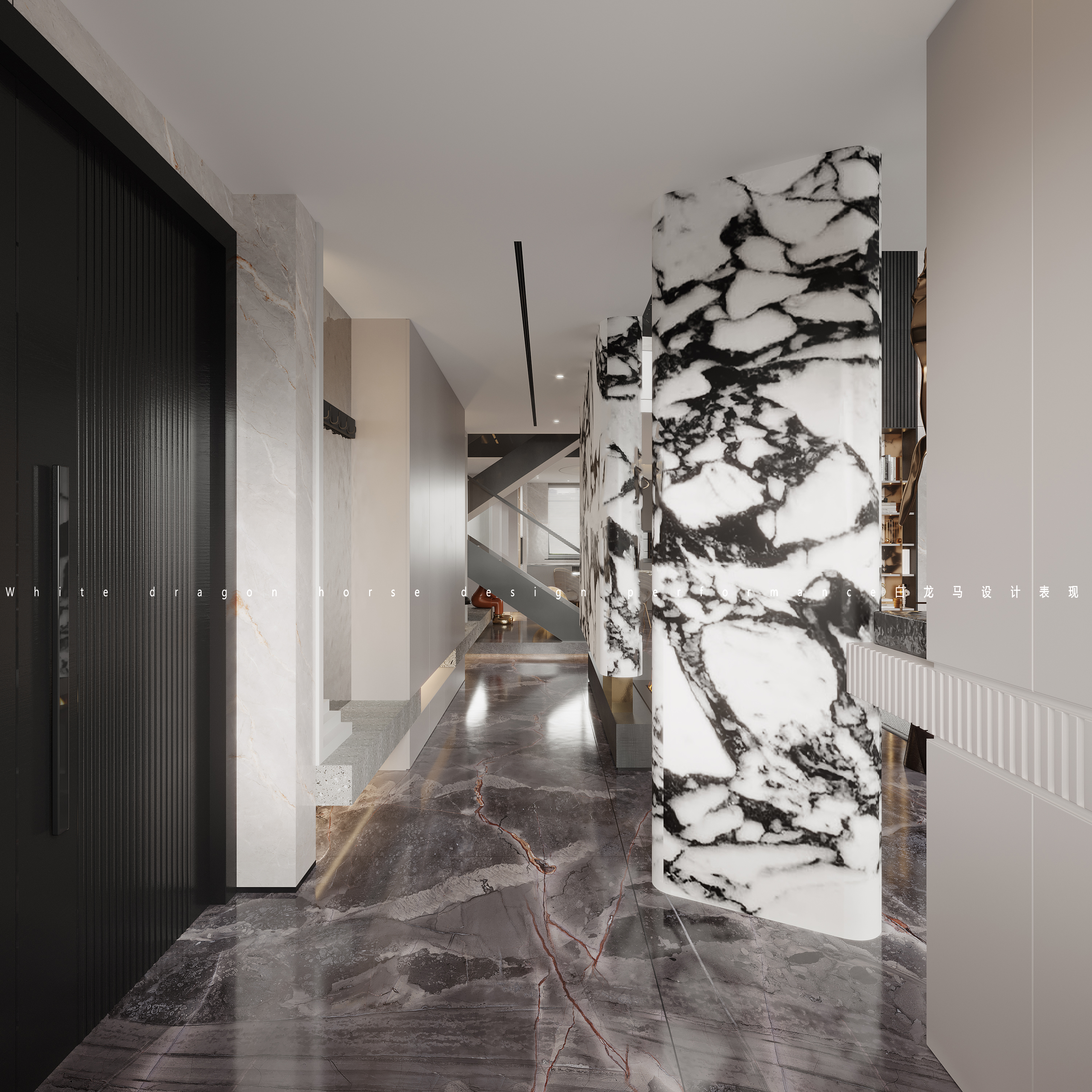 现代轻奢别墅——白龙马效果图-8