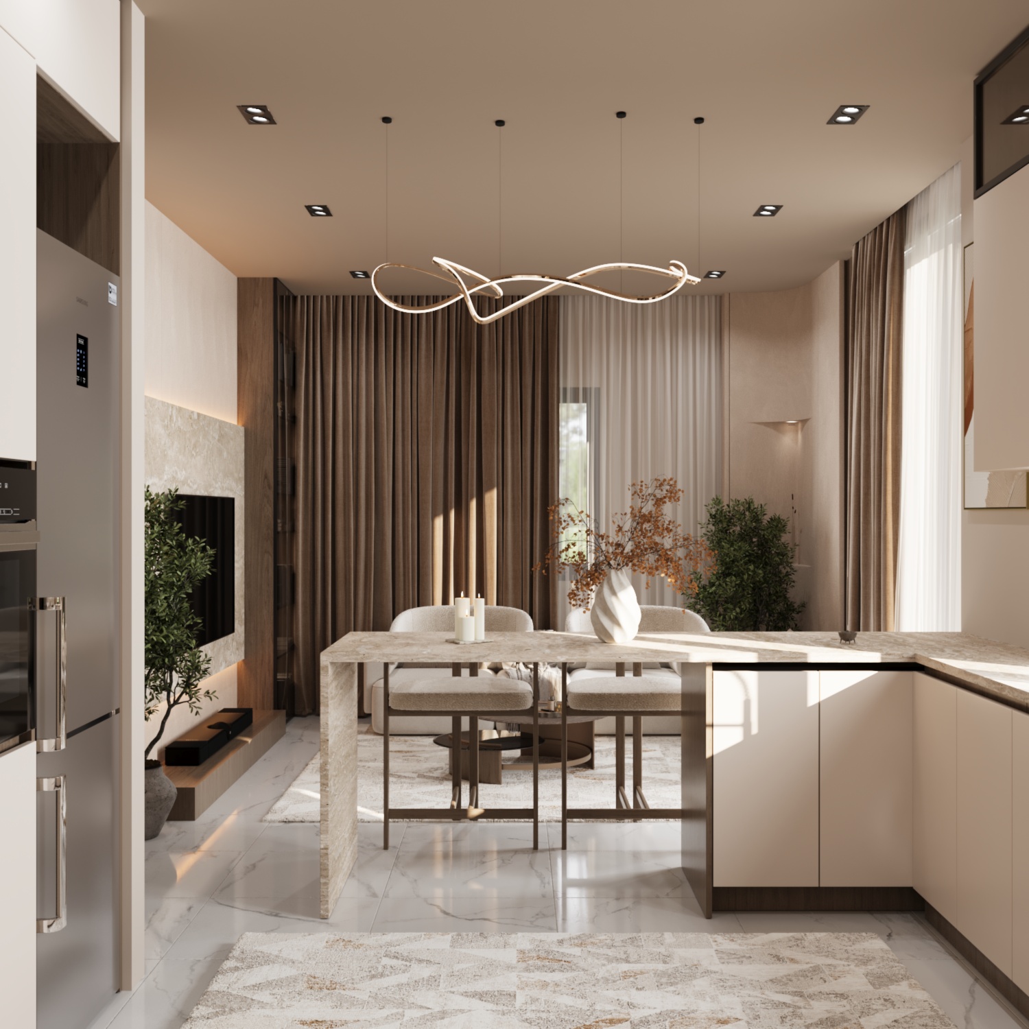 Modern Luxury living with open kitchen-8