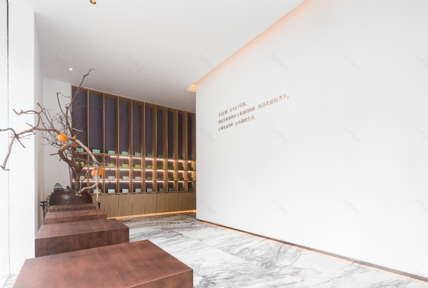300㎡新中式木质素雅茶空间 林语筑建筑装饰设计-2
