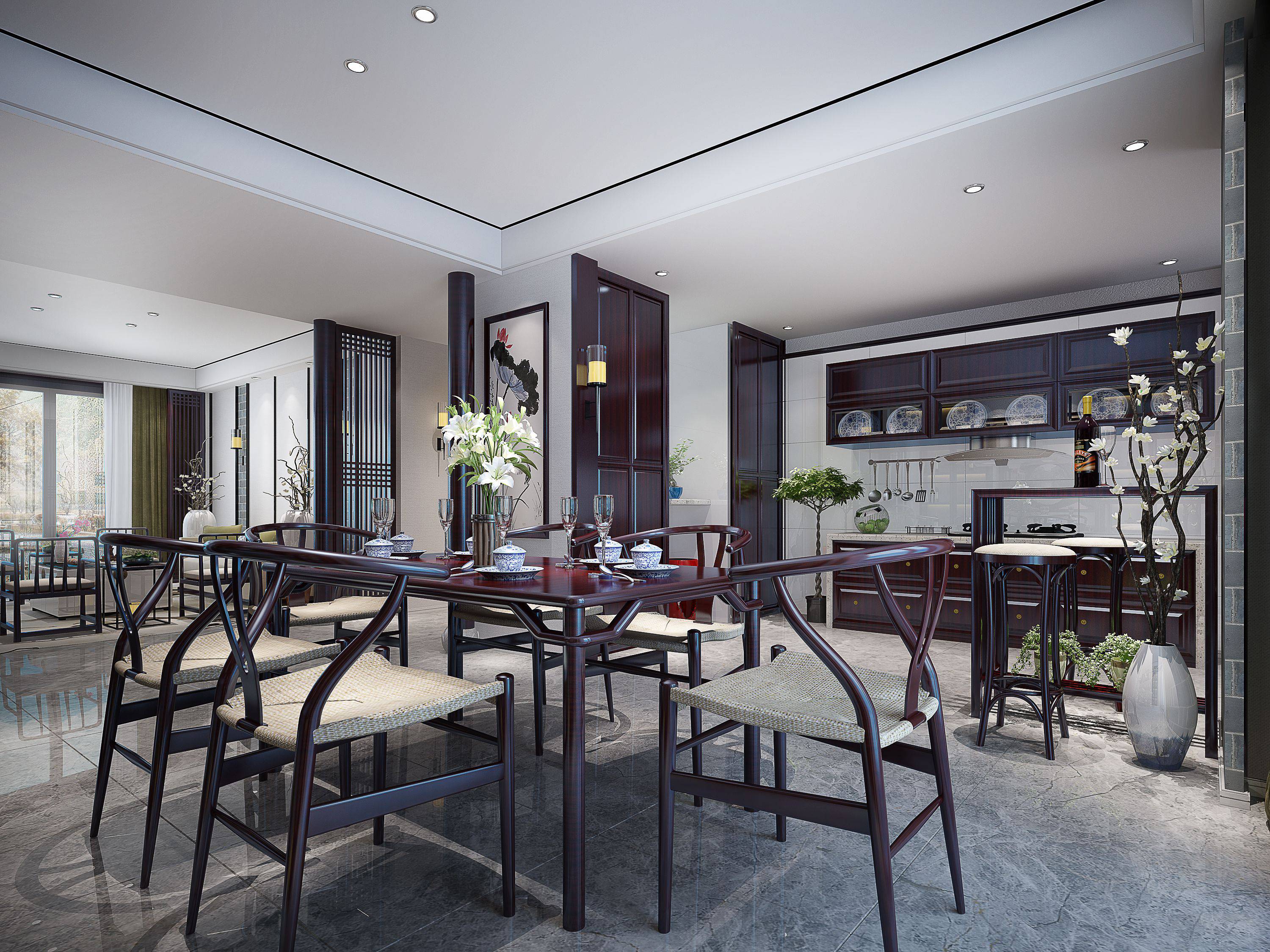 新中式 中式古典 奢华家装别墅样板房-2-4