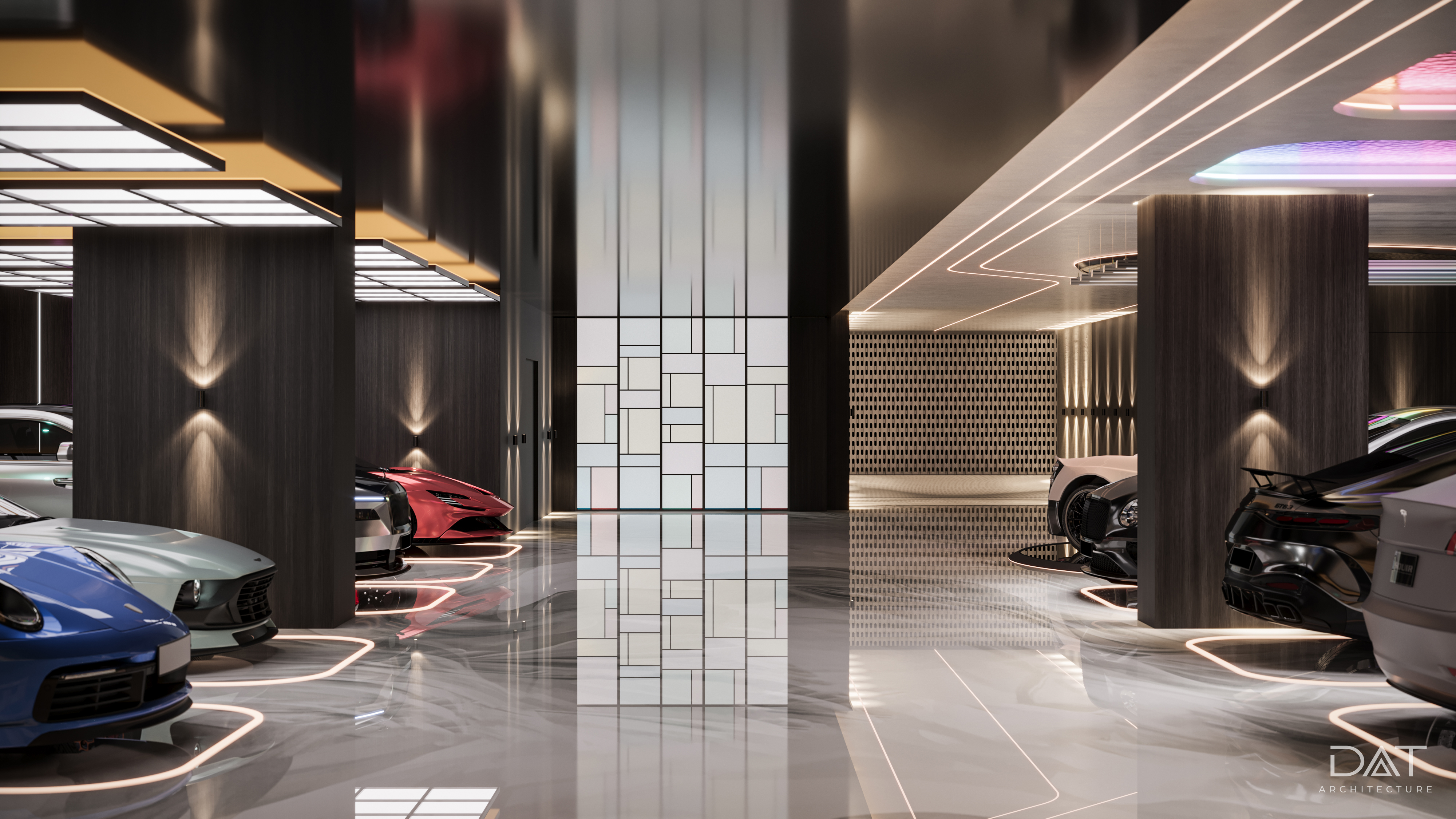 Luxury Colorful Garage 地下停车场-11