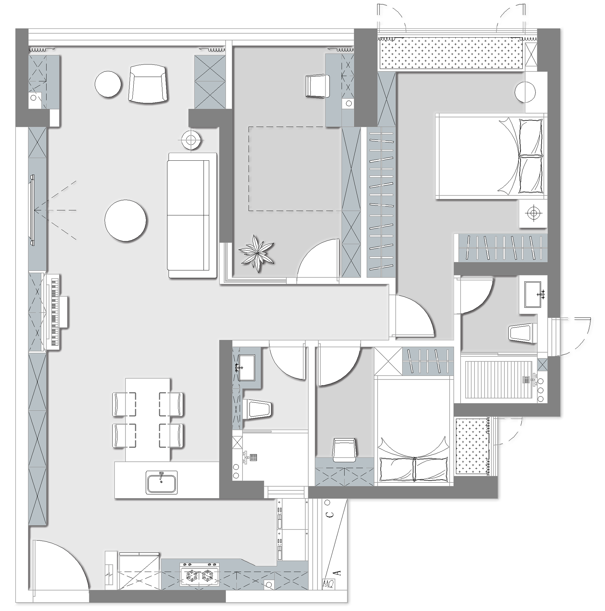 酷灰质感的都市馨居丨中国深圳丨尺子室内设计-25