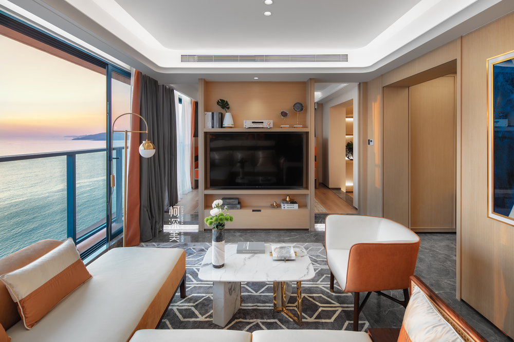 双月湾度假屋 · 现代简约,融入夕阳橙与海洋蓝的活力空间丨中国惠州丨柯深美(深圳)室内设计有限公司-1