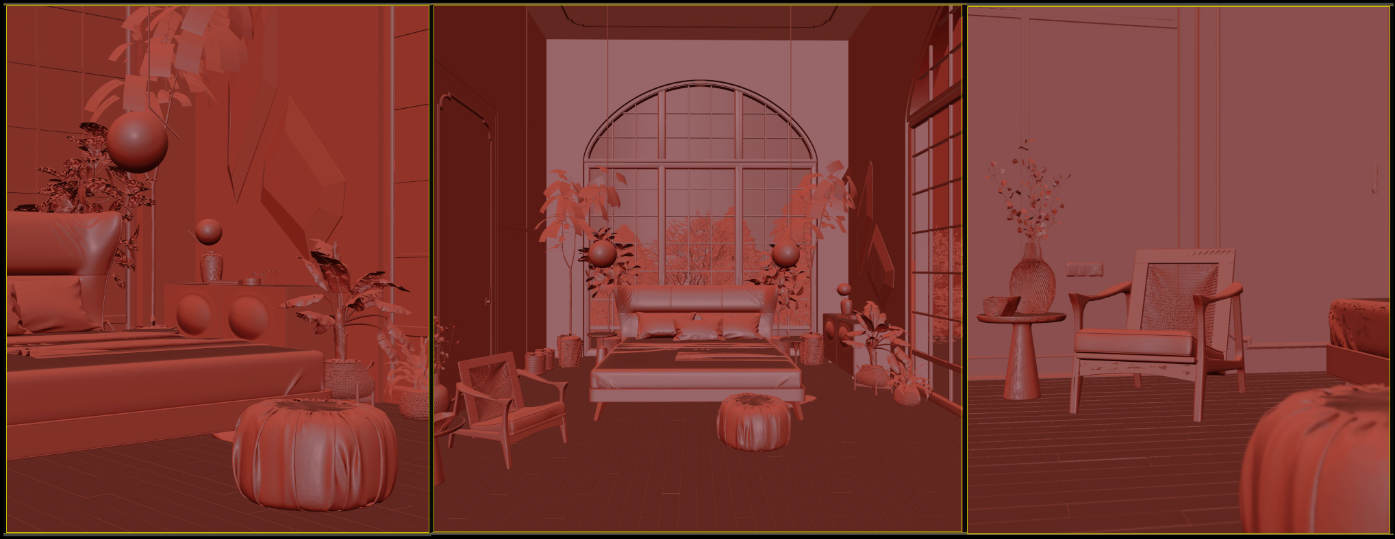 黑暗卧室计算机生成图像-13