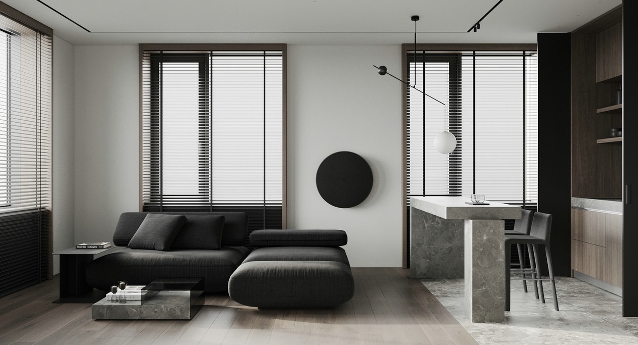 高级黑色系小空间公寓设计 既沉稳又有设计感！-1