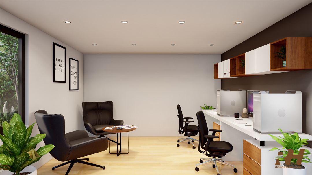 Garden Studio Office Design & 3D Rendering-6
