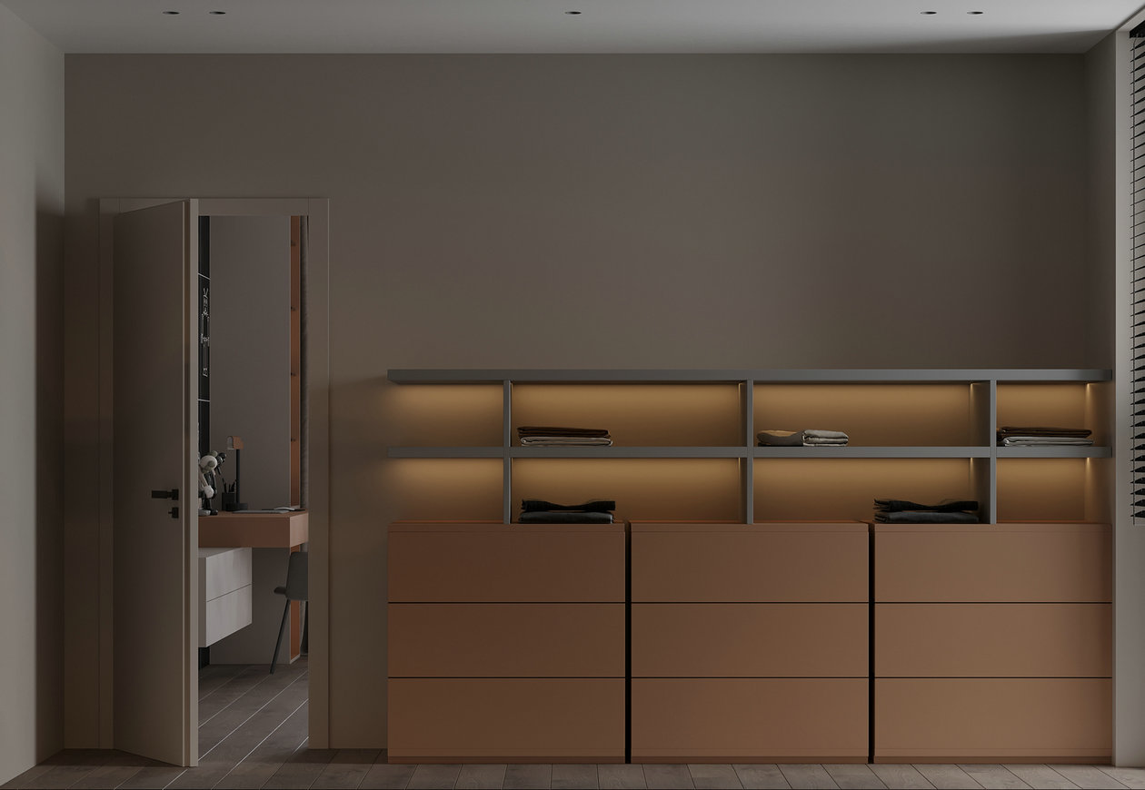 胡桃木与黄色打造的优雅空间-44