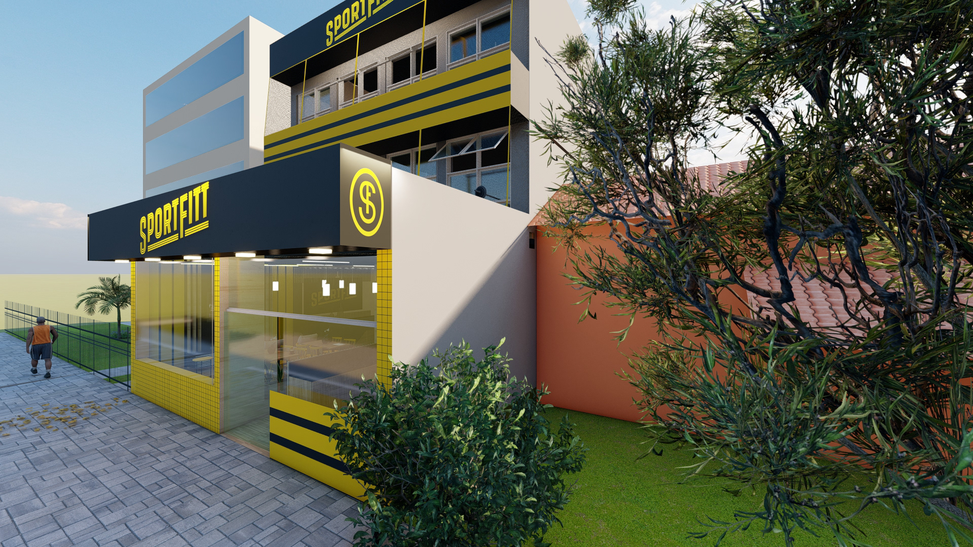 Modelagem e Render - Fachada Academia Sportfitt-6