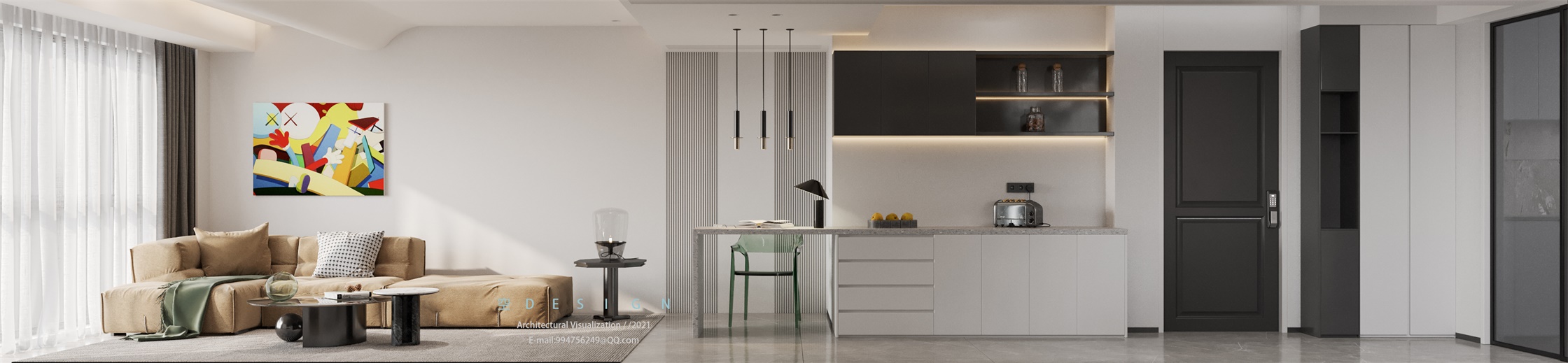 空效果图，现代极简风格                     -9