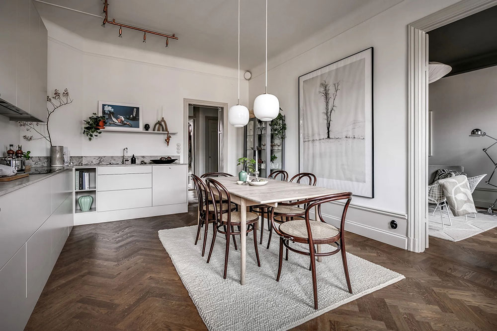 北欧风格公寓的黑色天花板设计-7