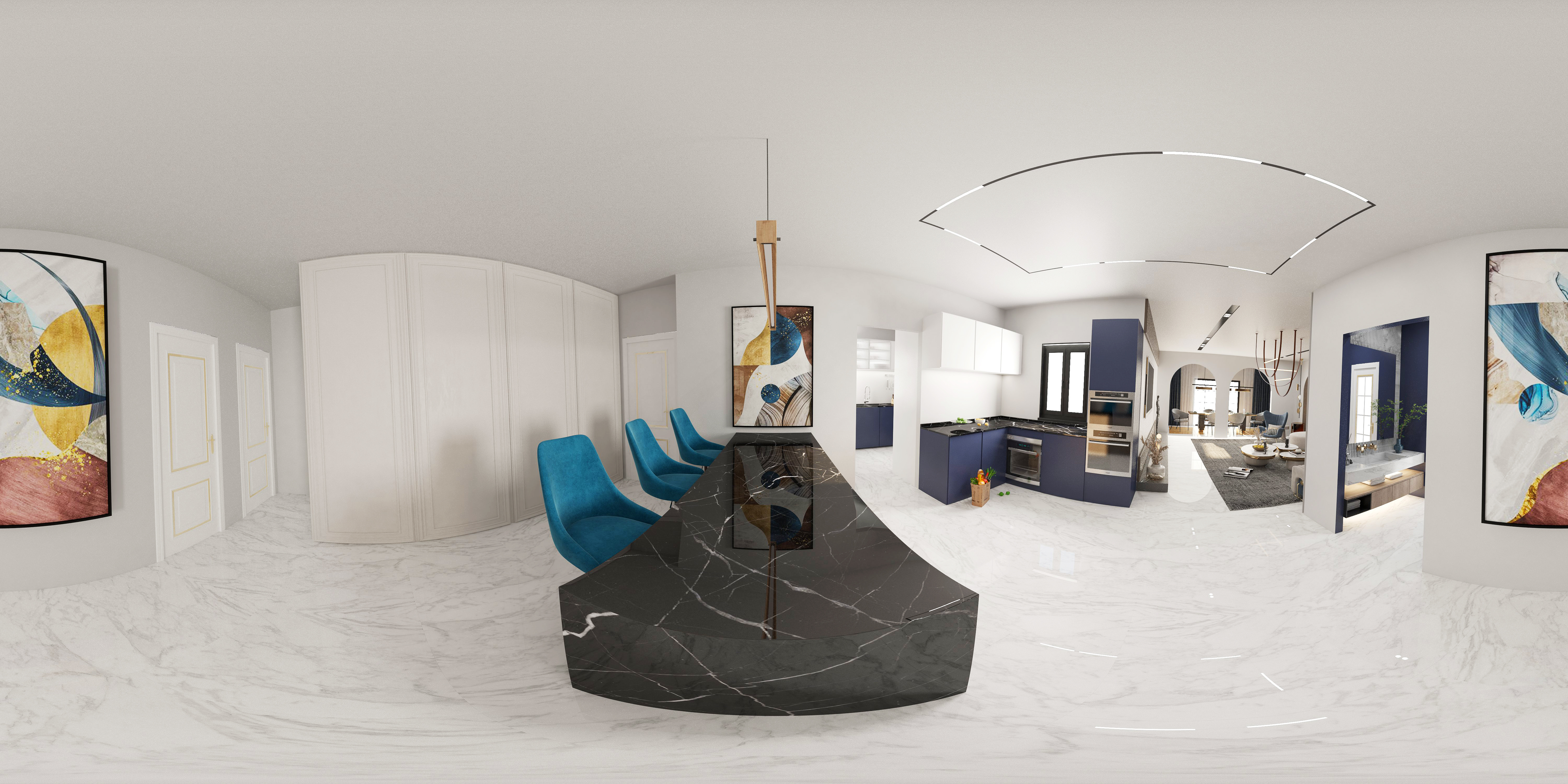 KSA 小别墅客厅及轻厨房设计-14