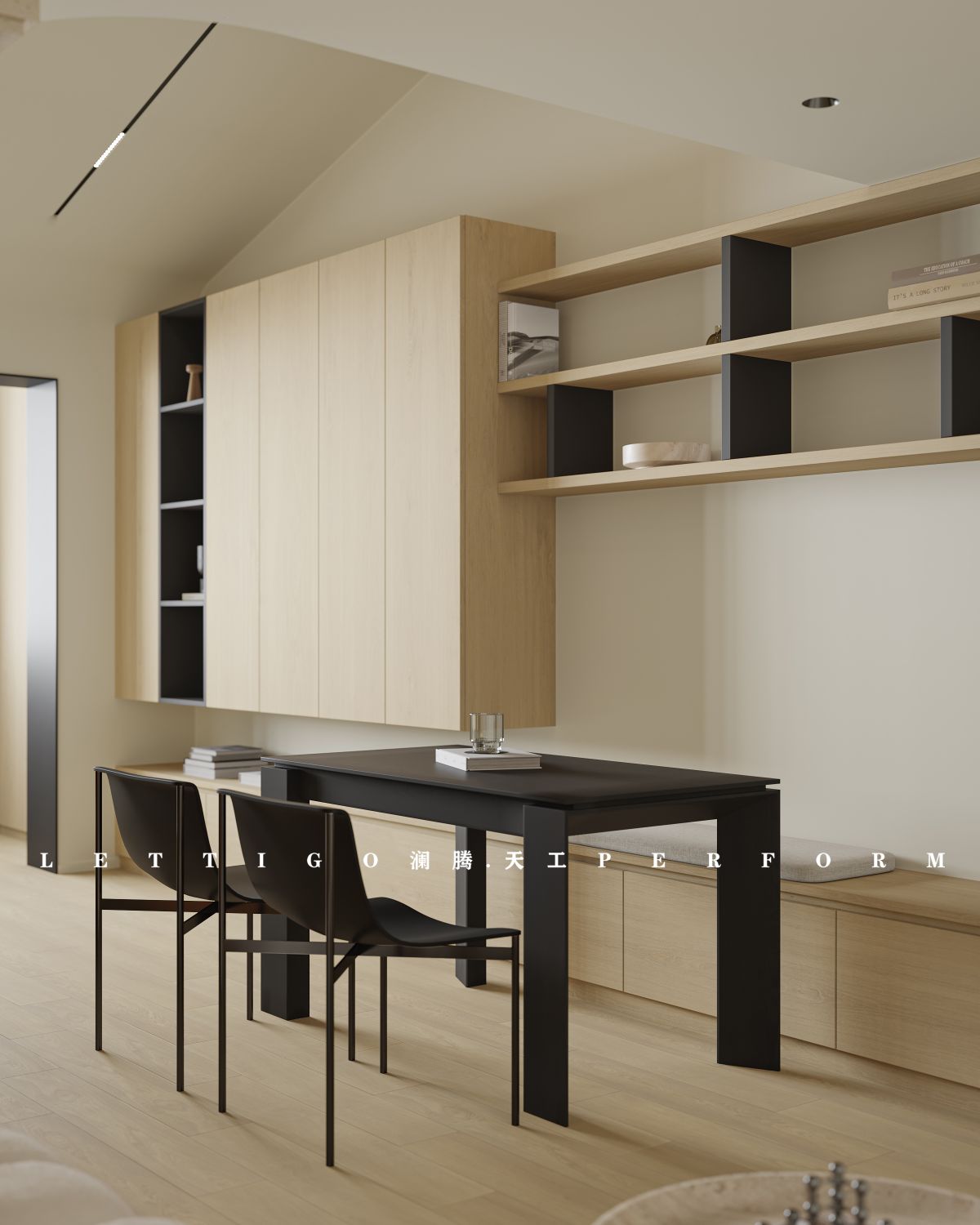 现代极简原木风LOFT公寓-5