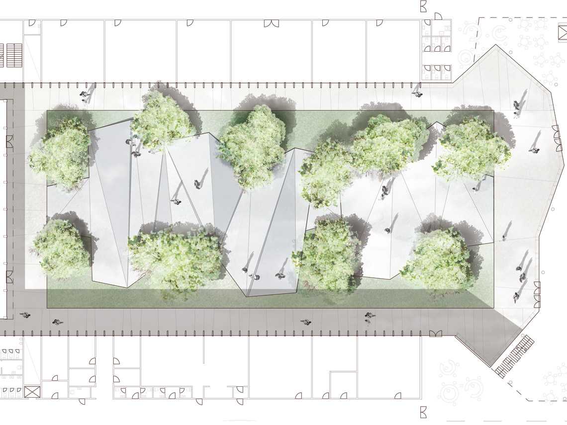 丹麦海宁体育馆折形混凝土庭院-7