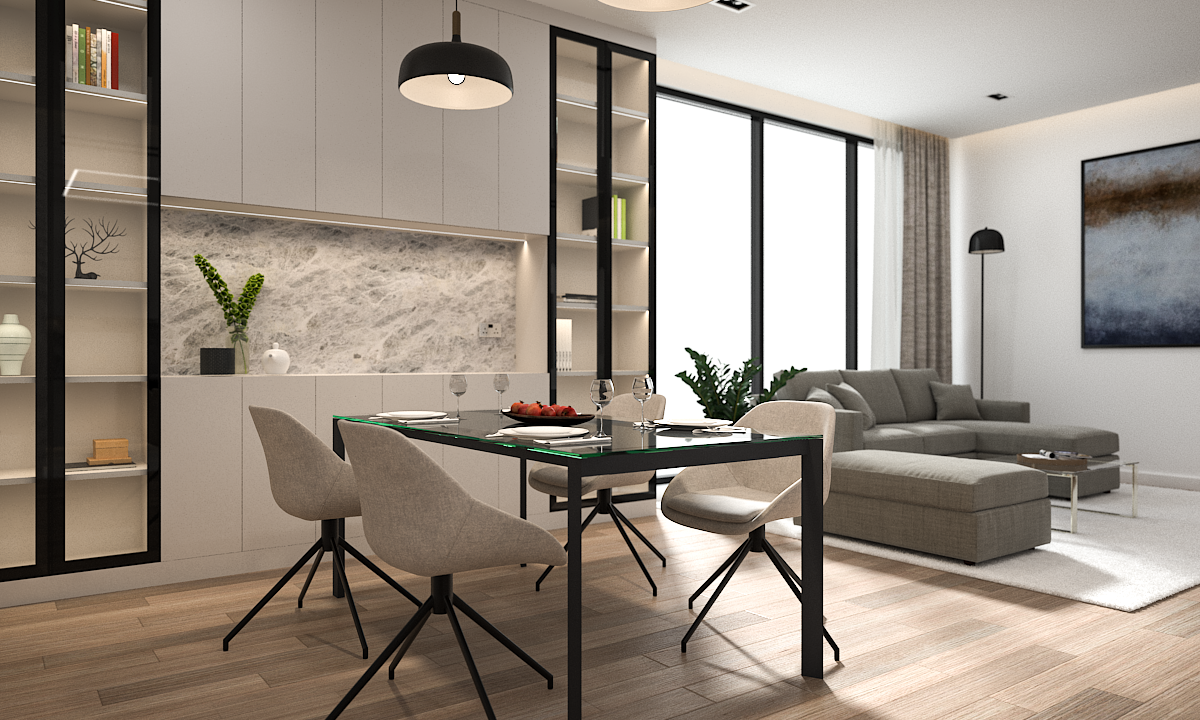 公寓·起居 厨房 用餐区丨阿联酋迪拜丨PIEAJET LIN-8