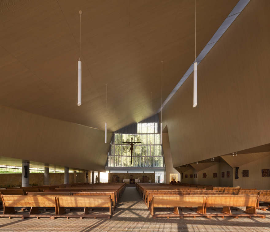 折叠屋顶下的绿意教堂-45