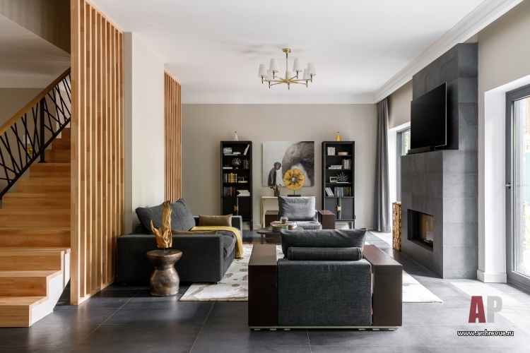 Современный 2-х этажный дом в отделке из черного ригельного кирпича, 300 кв. м-16