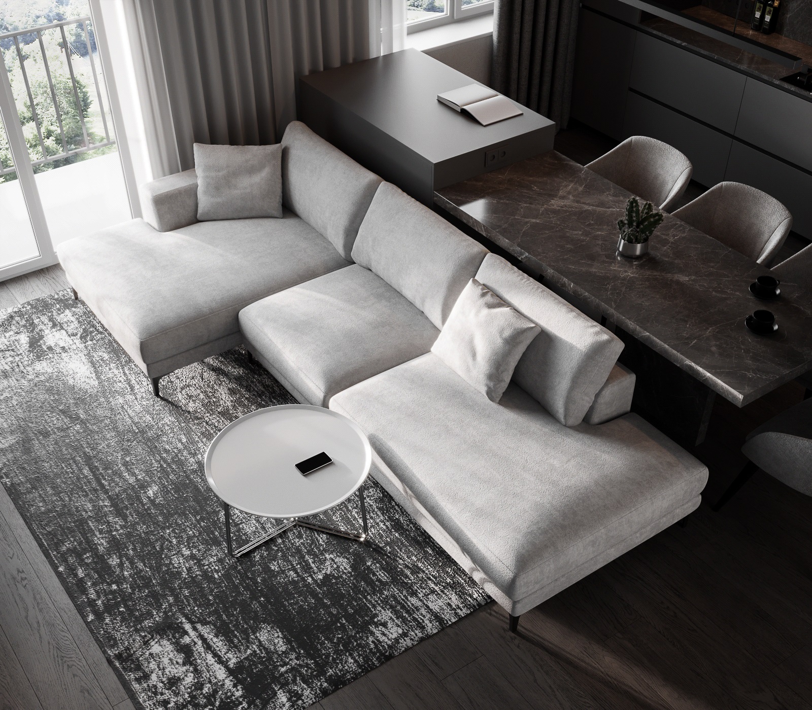 59㎡简约风小空间公寓设计 既舒适又精致！-2