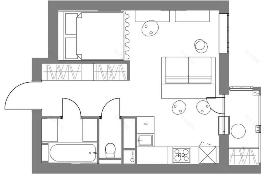 33㎡小宅设计丨Mary Sinelnikova-8