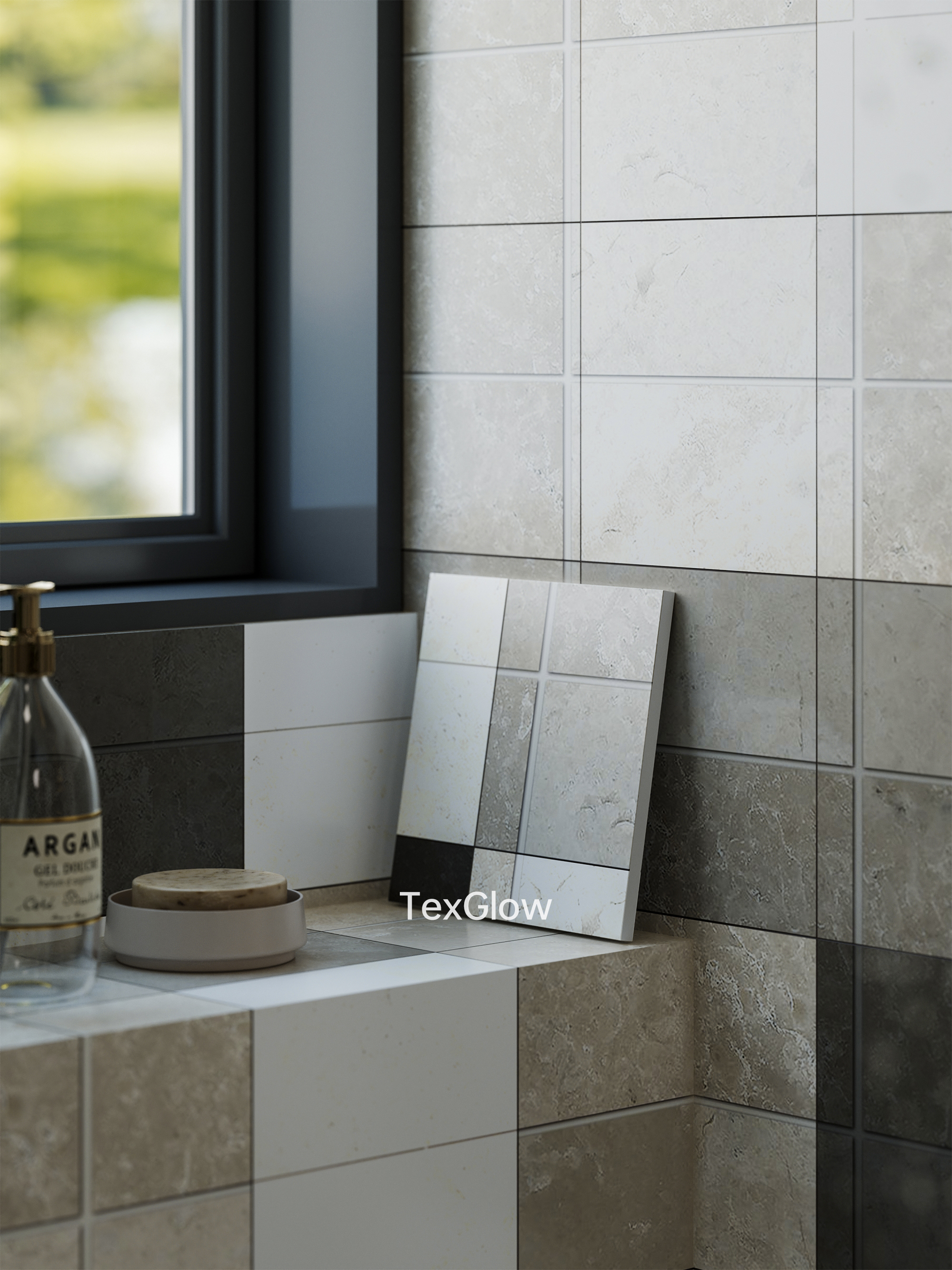 黑白键及墨绿卫浴空间瓷砖搭配项目-5