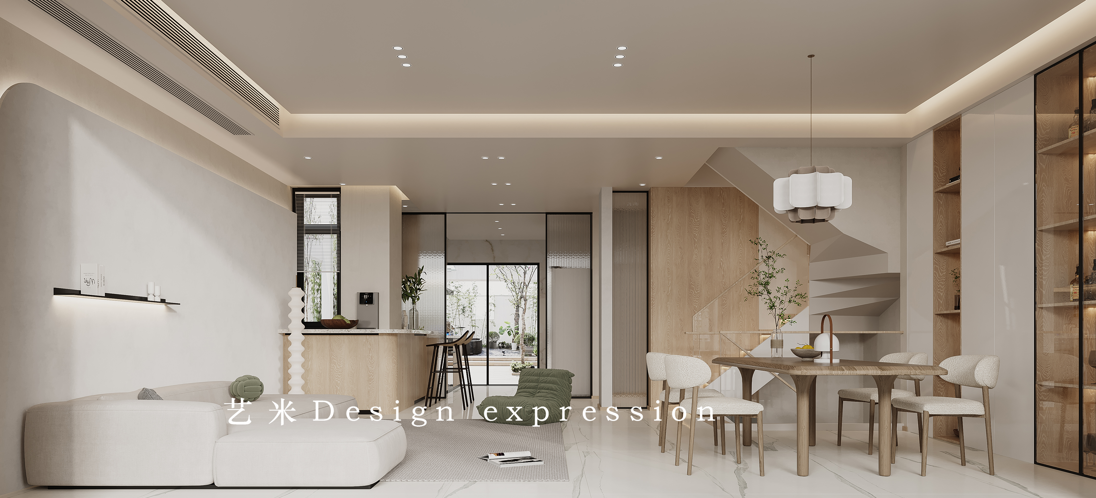 极简原木挑空别墅-艺米效果图-6