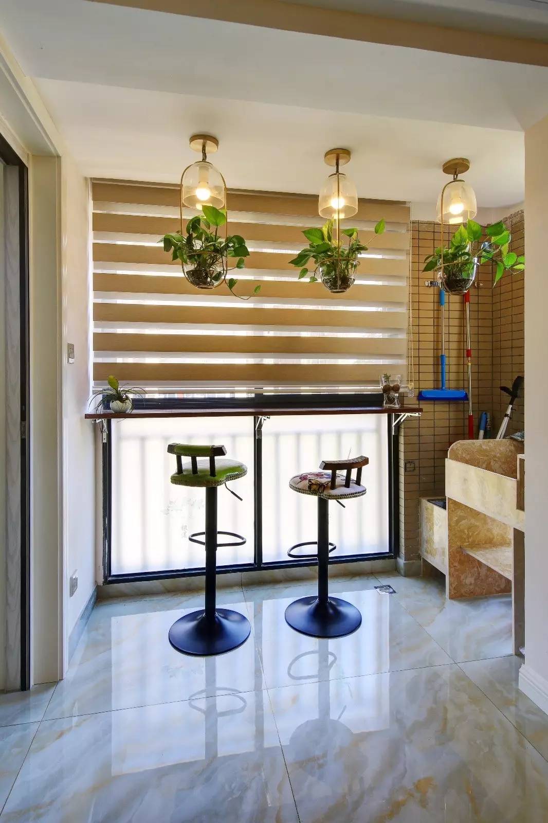 125m2新中式，小吧台的吊灯，太美了！-10