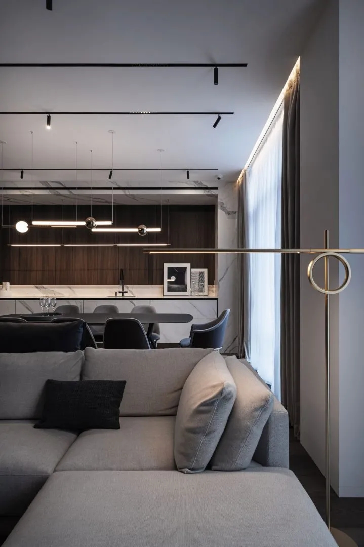 黑白灰现代极简主义公寓设计丨乌克兰基辅-6