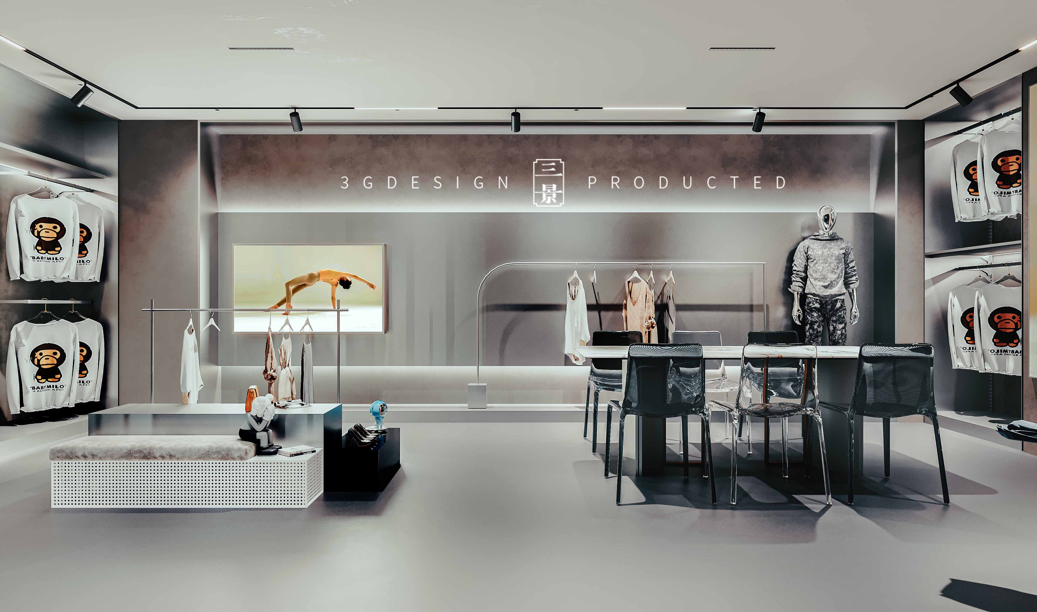 【三景装饰】服装企业办公室展厅-8