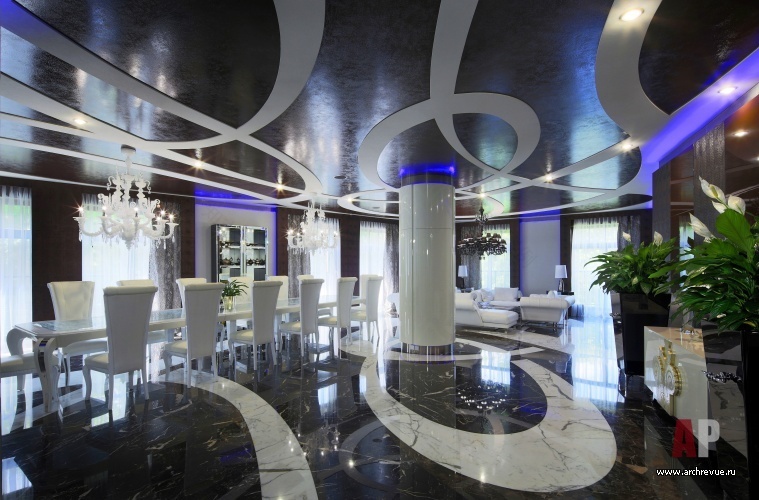 有瀑布和LED照明的豪华公寓室内设计丨Макушев Сергей,Серебряная Мария-11