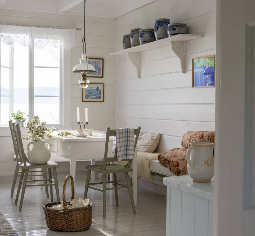 挪威峡湾边的传统木屋-1