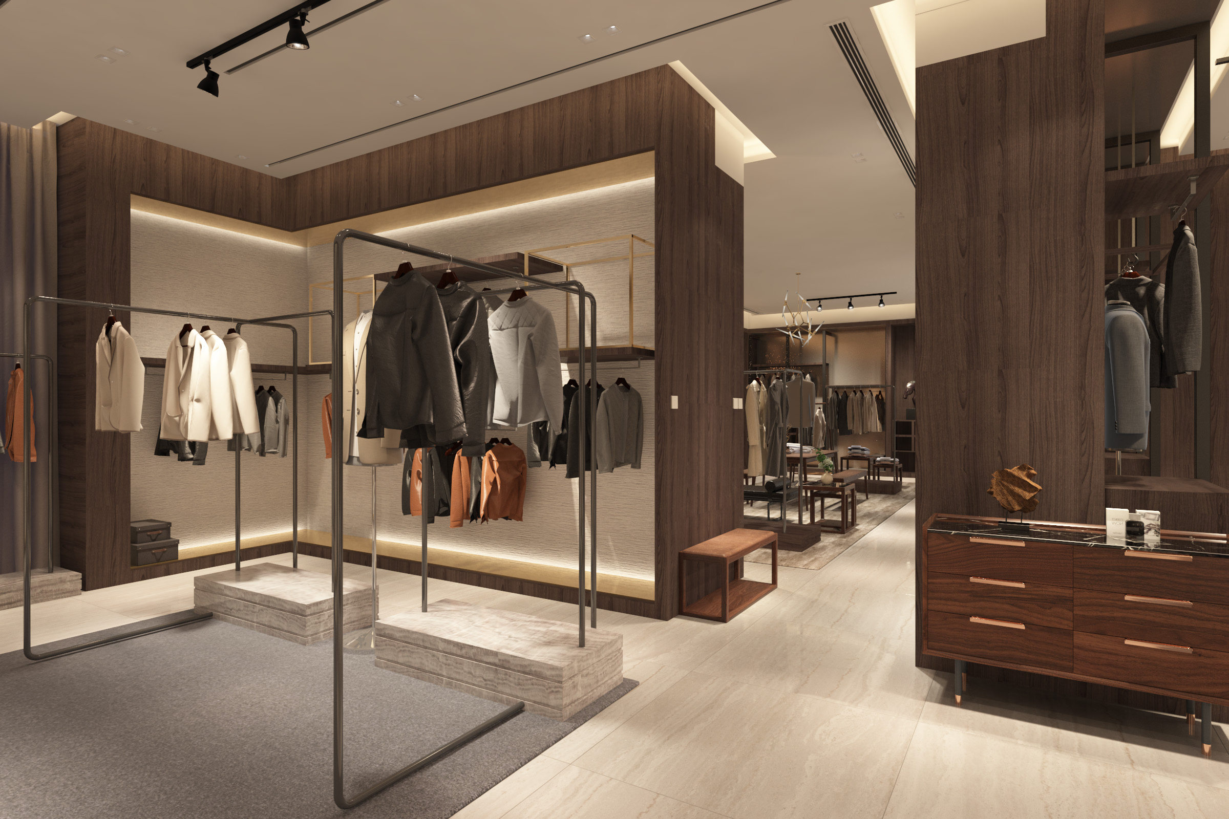 黑胡桃木轻奢雅致男装品牌旗舰店设计-16