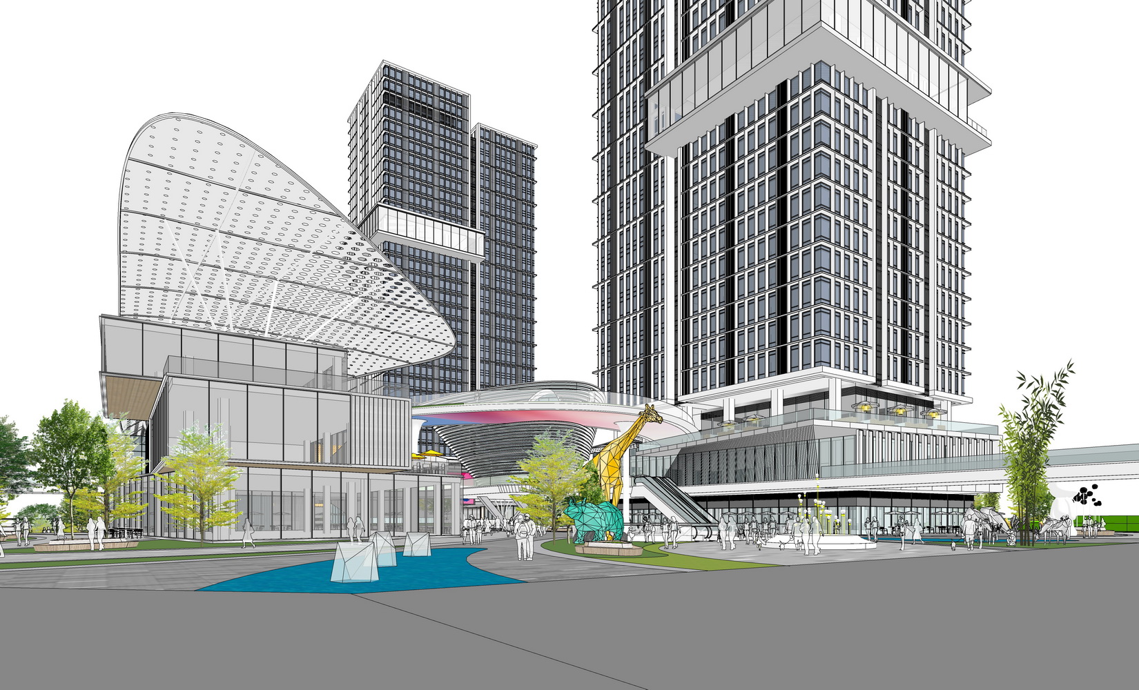 现代商业街综合体SU模型-2