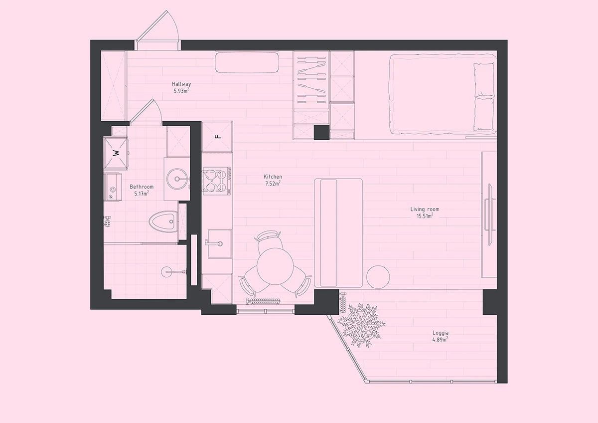 38㎡简约装修公寓丨俄罗斯莫斯科-1