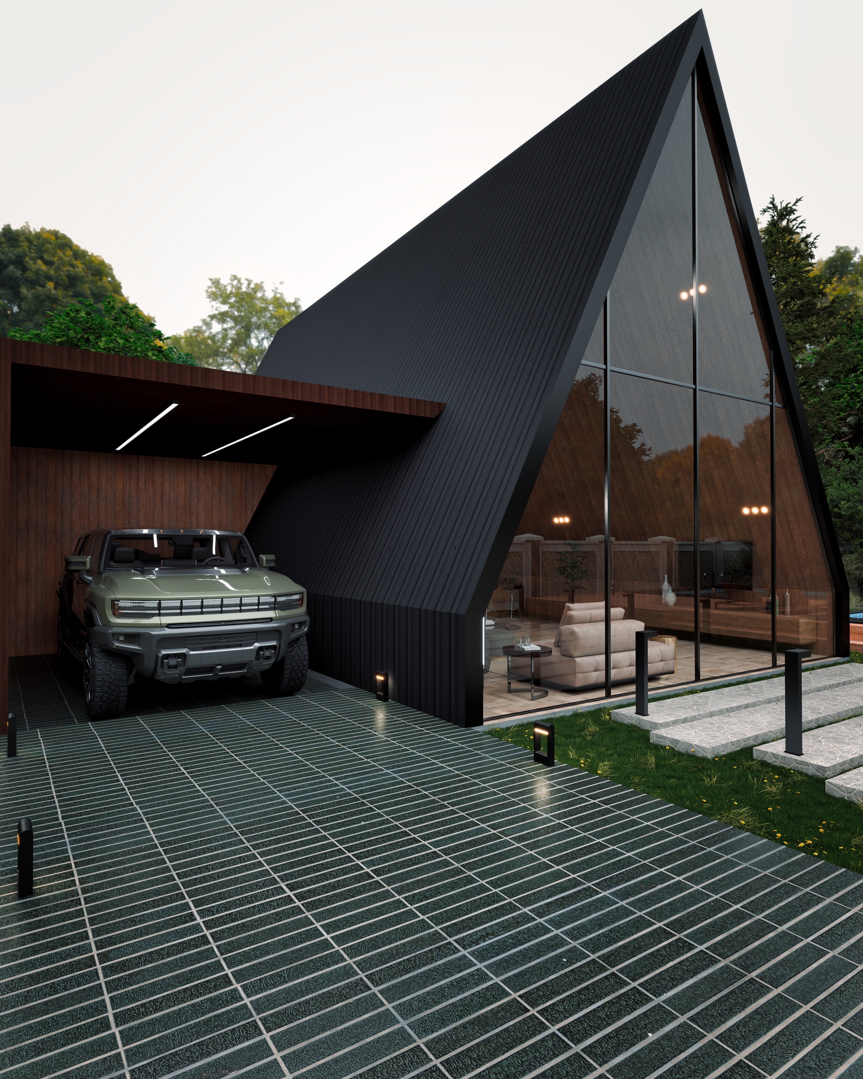 Modern Aframe cabin l interior design-6