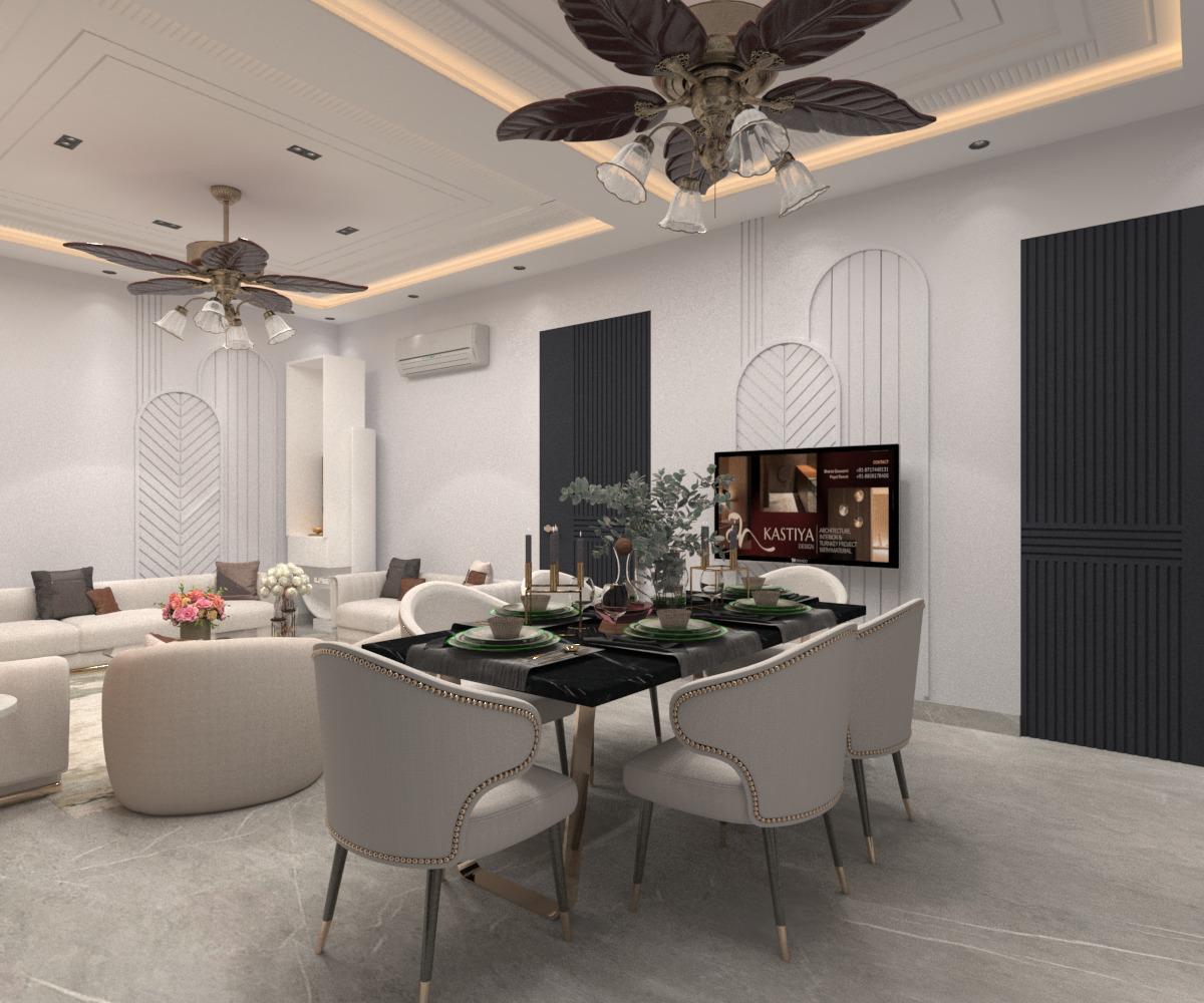 3D LIVING ROOM WITH TV UNIT AND MANDIR-4