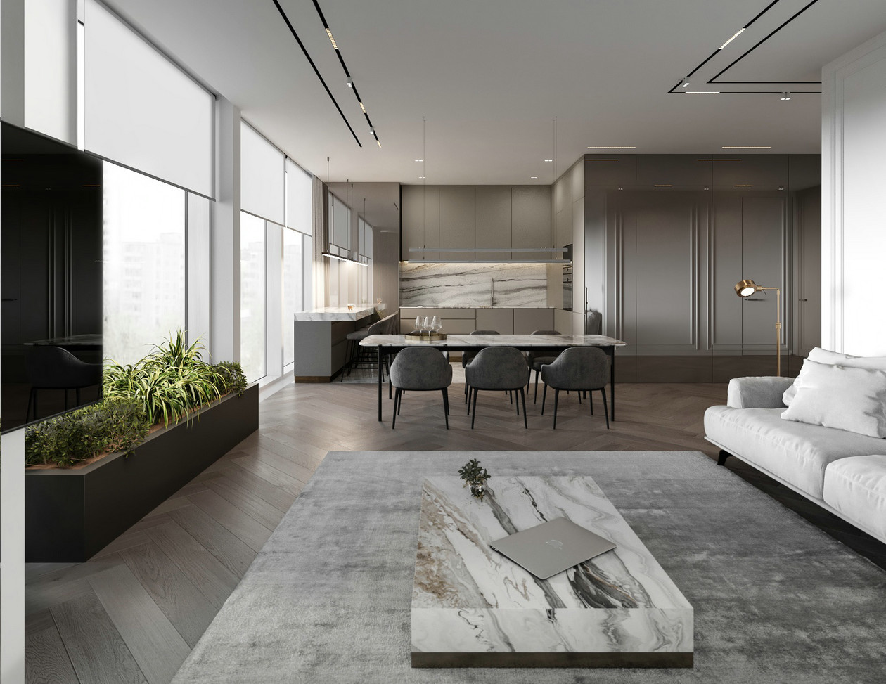 乌克兰高级灰色系公寓设计 超有范儿！-6