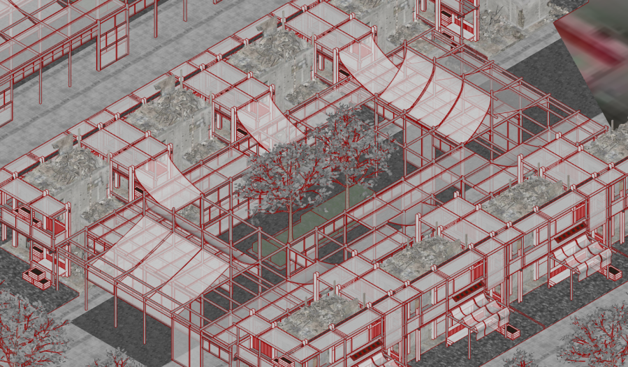 大四毕设将“一次性”建筑转化为可持续绿色社区！三类标准模块+木结构材料见证废墟建筑的再生，重建“温暖的临时家园”！-139