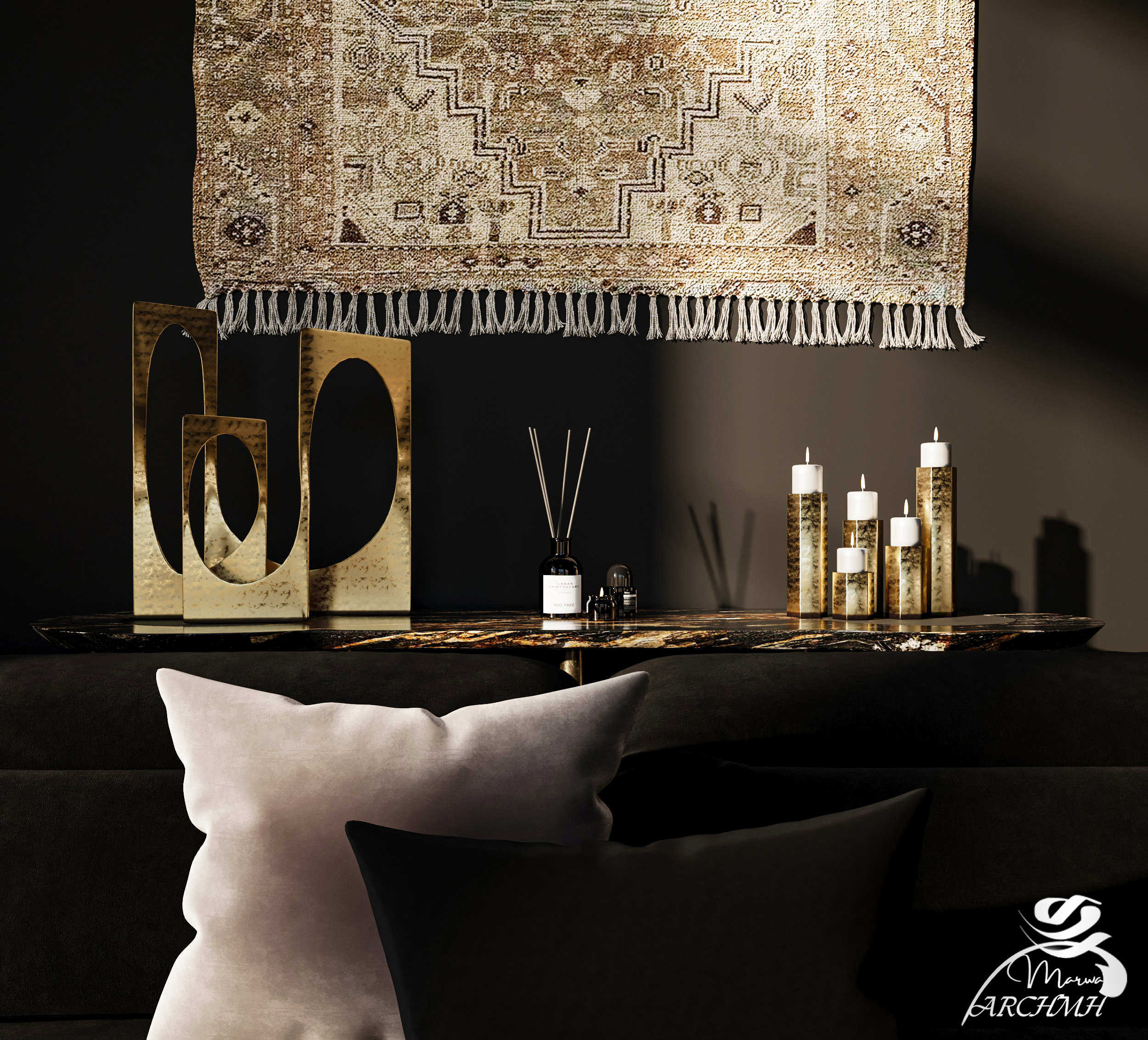 Moody Elegance | Black Interior Scene-12