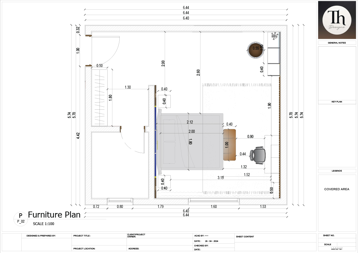 卧室施工图设计项目丨沙特阿拉伯-7
