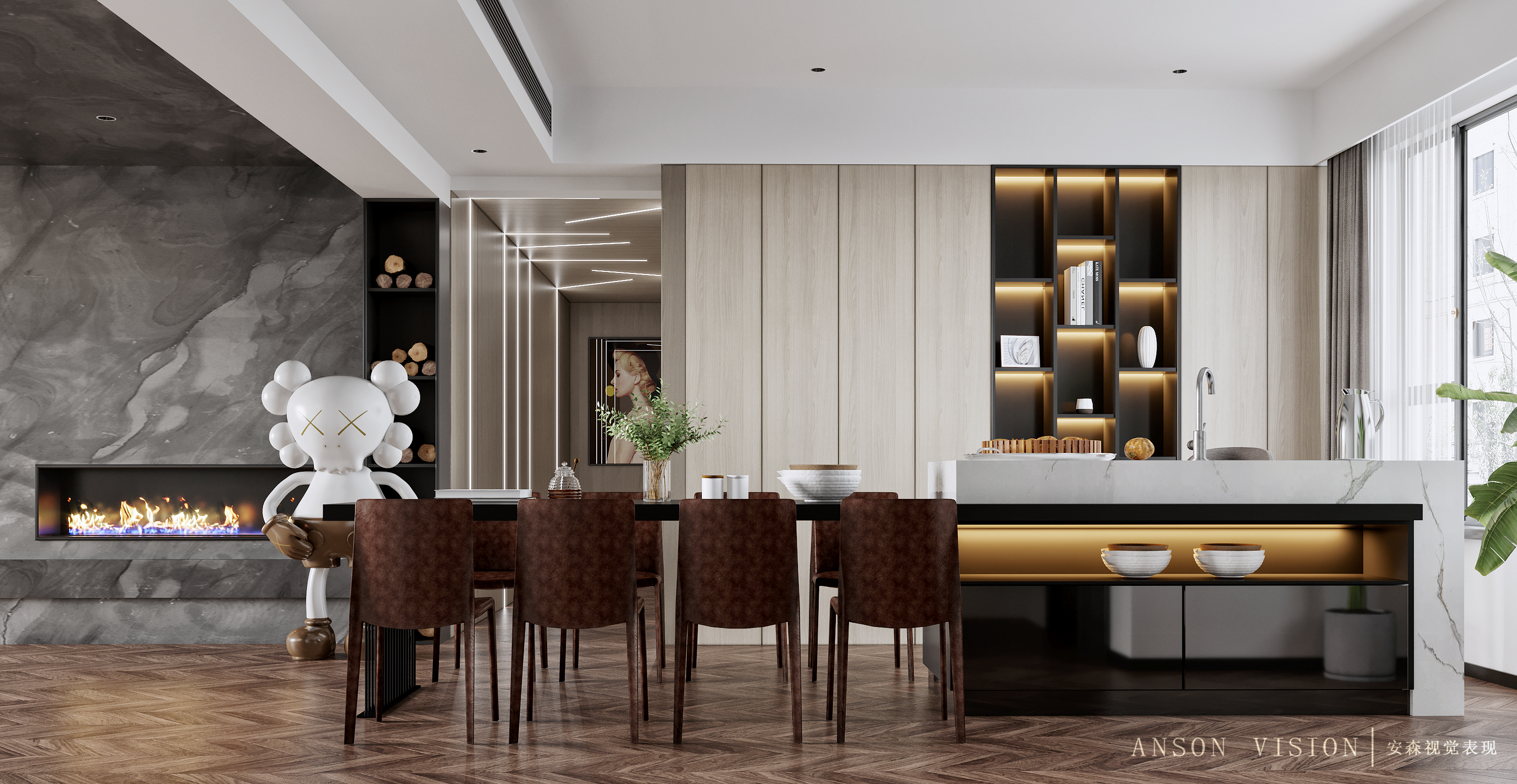 现代蜕变 | Anson 的 3DMAX 客餐厅设计-4