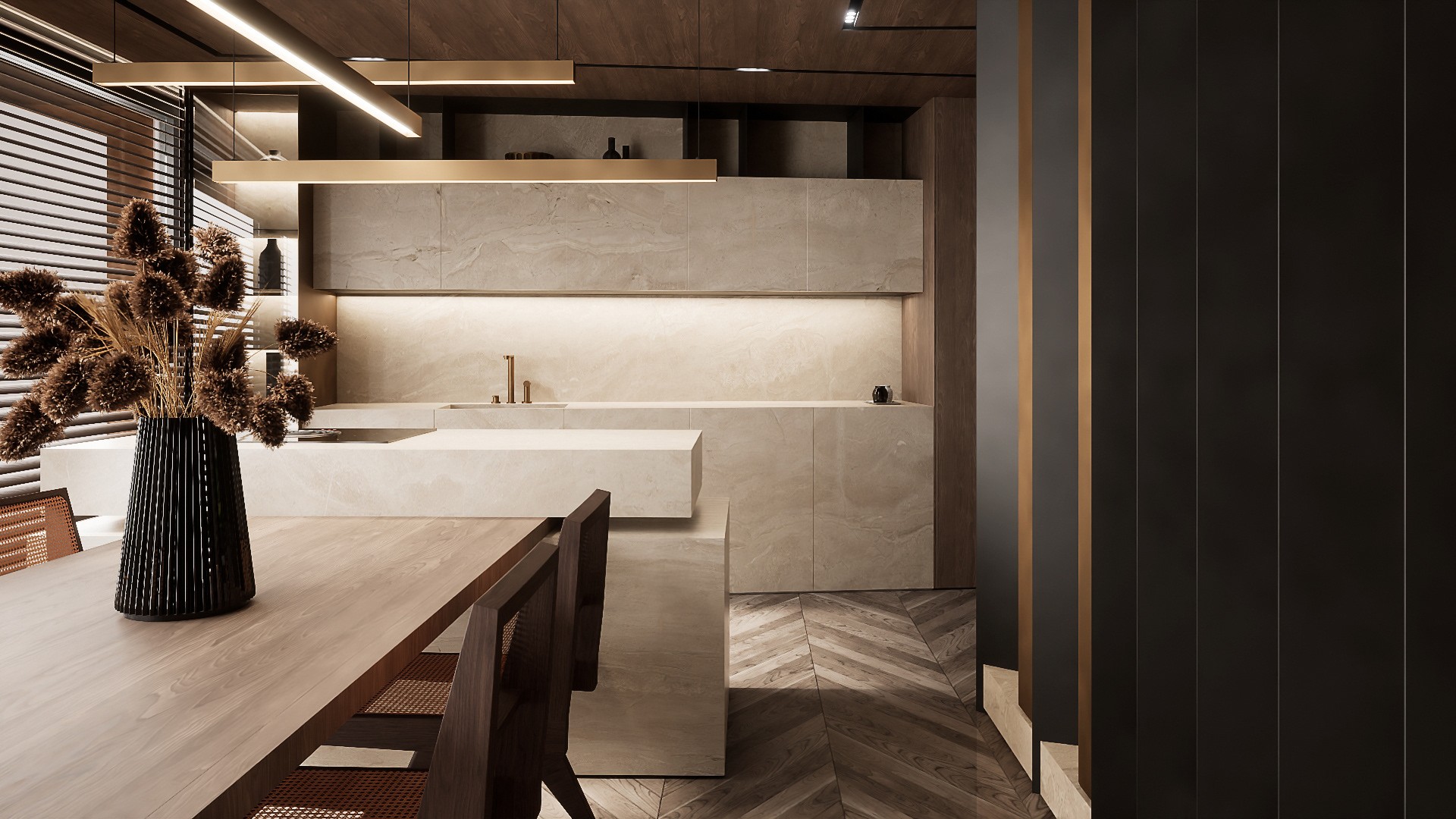 暖棕色系住宅设计 超有氛围感！-6