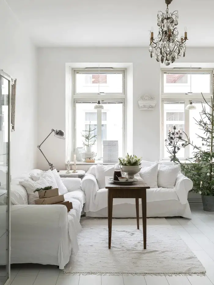 瑞典 60 平米租赁公寓的白色圣诞-3