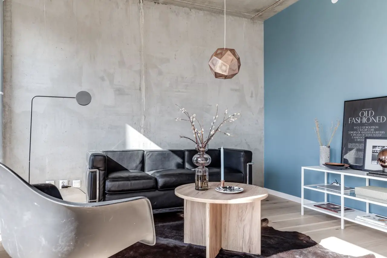 瑞典 40m2 灰混凝土时尚公寓 | 工业风与温馨家居的完美结合-10