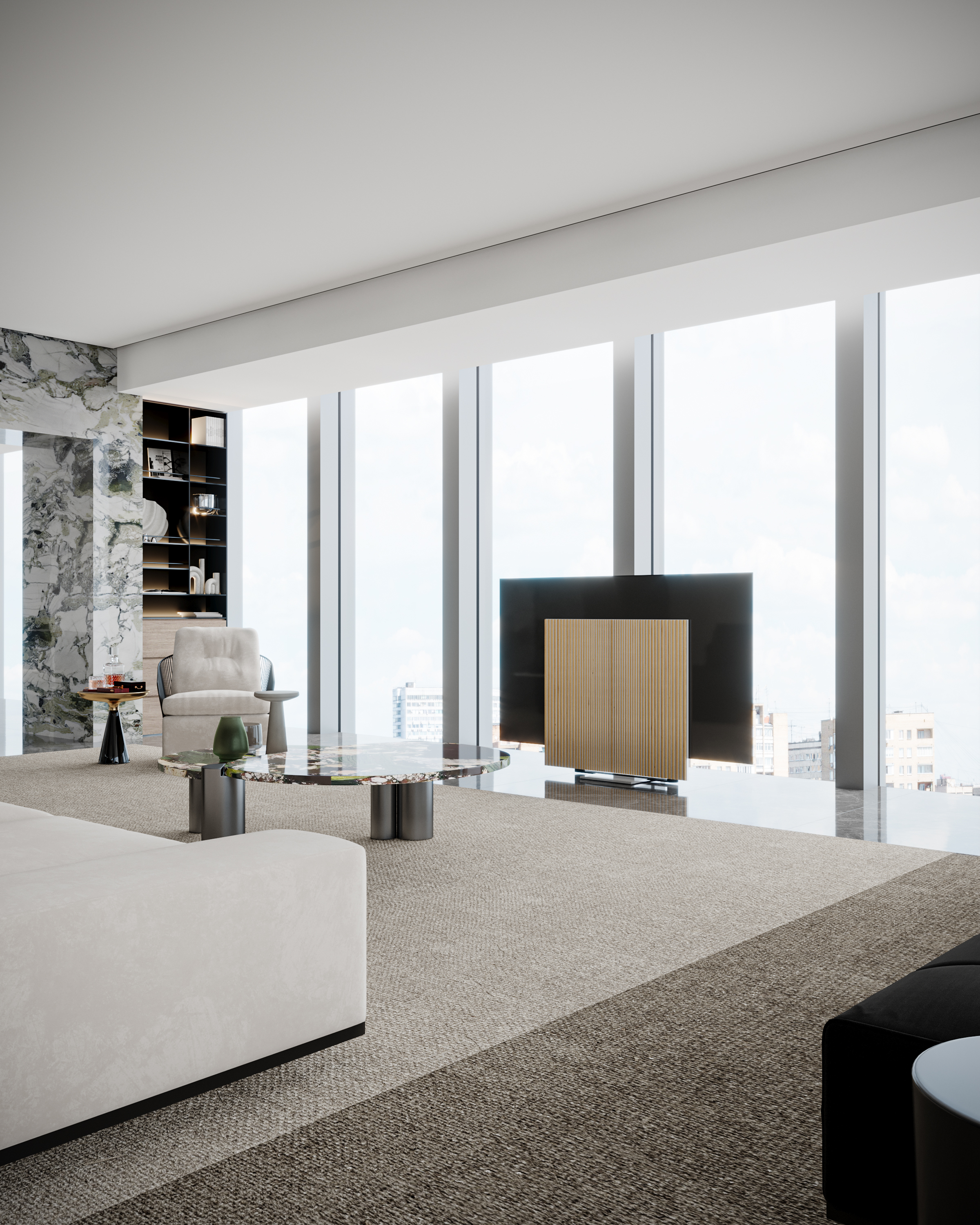 现代风格大平层家装效果丨冈舍效果图表现-18