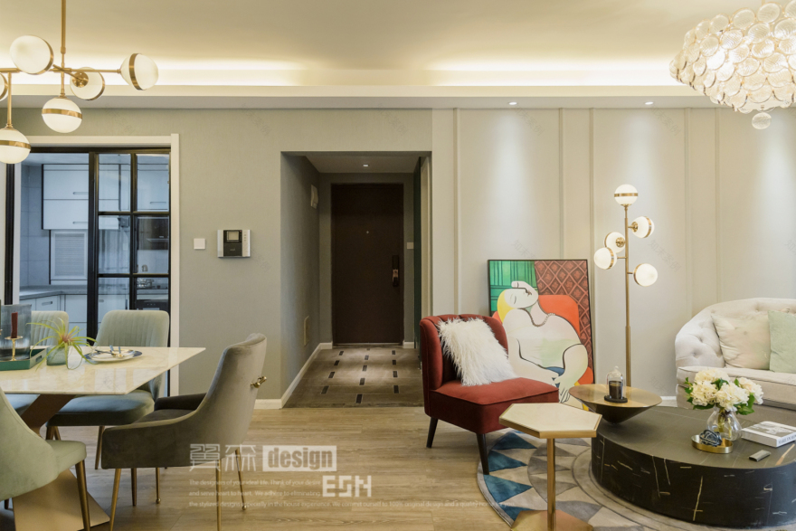 精装房逆袭,浪漫轻奢空间的软装魔法-12