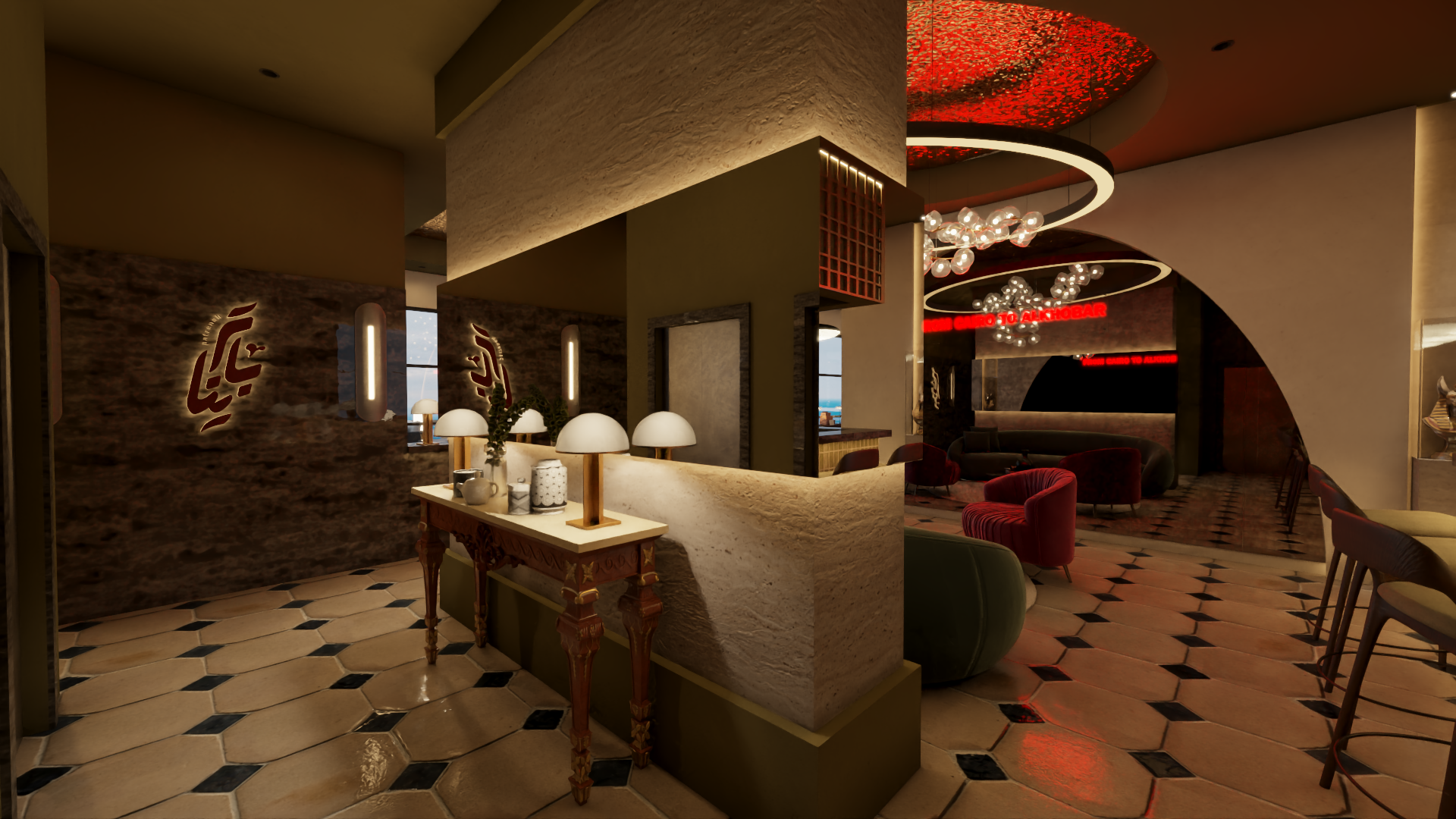 餐厅和水烟休闲室室内设计丨沙特阿拉伯-6