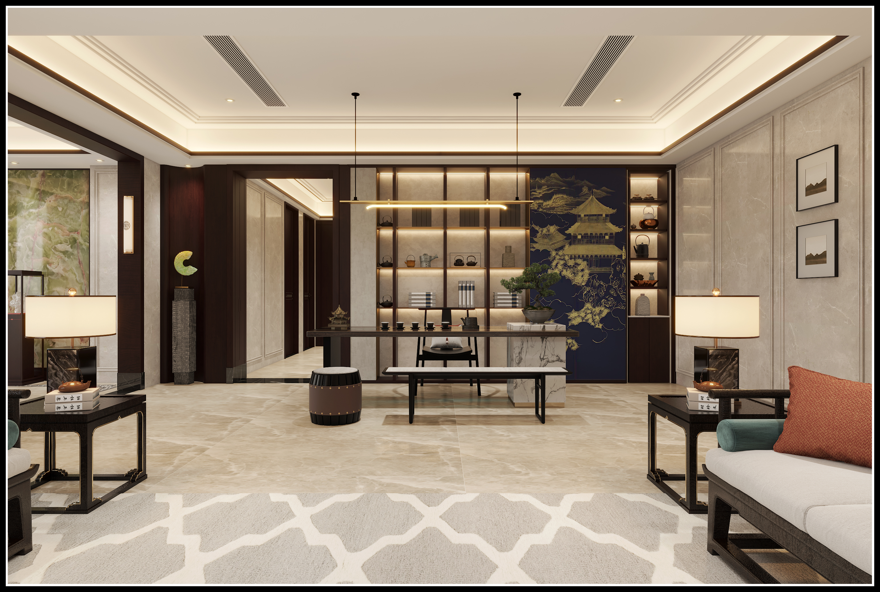 「缪府」新中式样板房设计-26